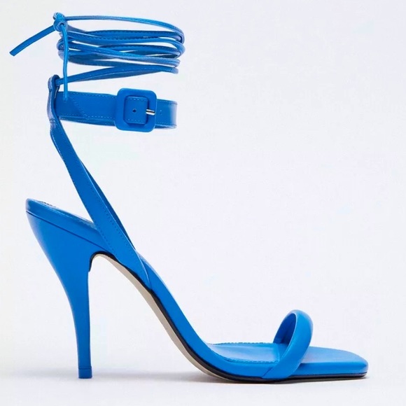 Zara Shoes - NIB! Zara Azulon Blue Ankle Wrap Strappy Heels US9/UK7
